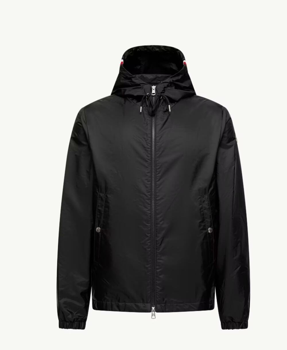 Moncler Grimpeurs Hooded Windbreaker Jacket Black Tricolor Trim Size 3 / Large